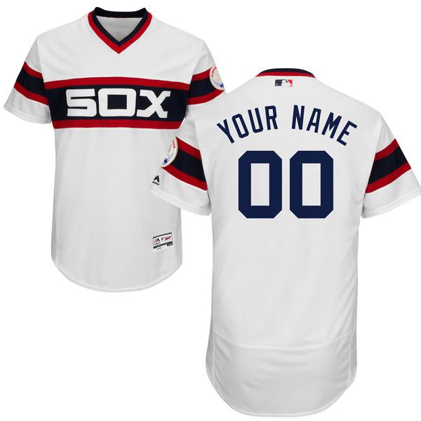 Men Chicago White Sox Majestic Alternate White Flex Base Authentic Collection Custom MLB Jersey